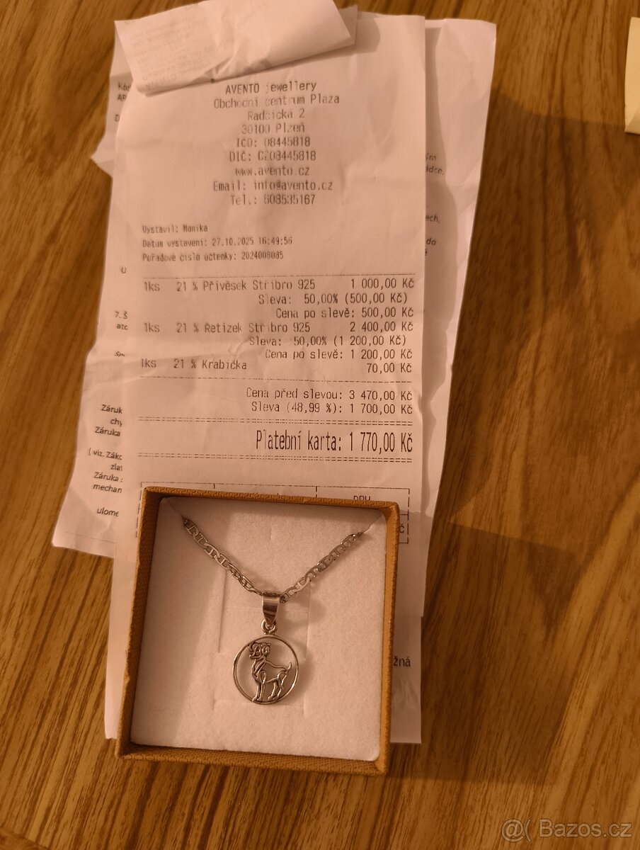 Řetízek s přívěškem znamení beran