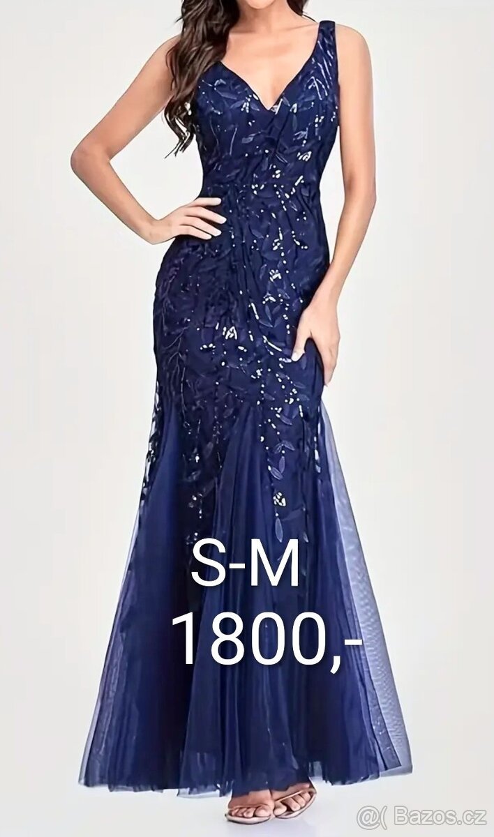 S-M NOVÉ plesové šaty MODRÉ
