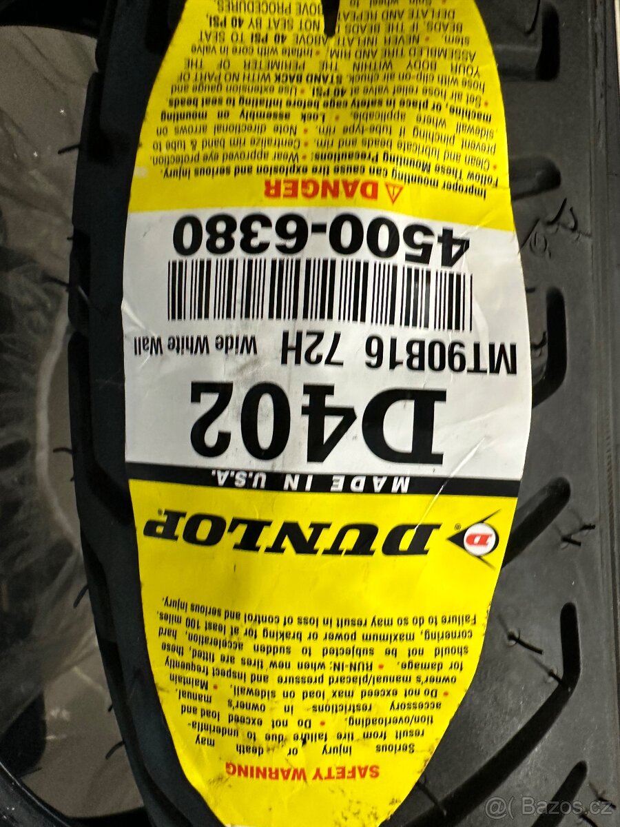 Dunlop-běloboké gumy na HD Softail-D402-Zadní ozubené kolo