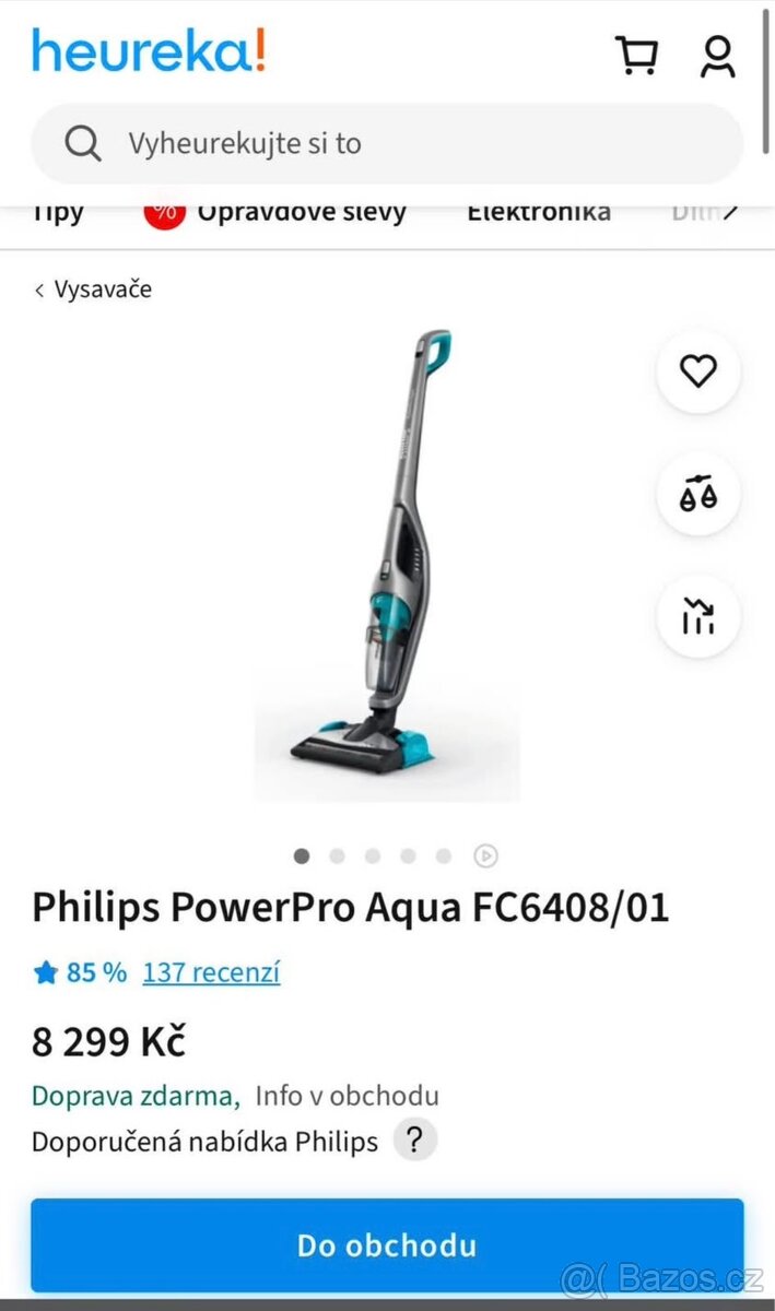 Tyčový vysavač Philips PowerPro Aqua FC6408/01