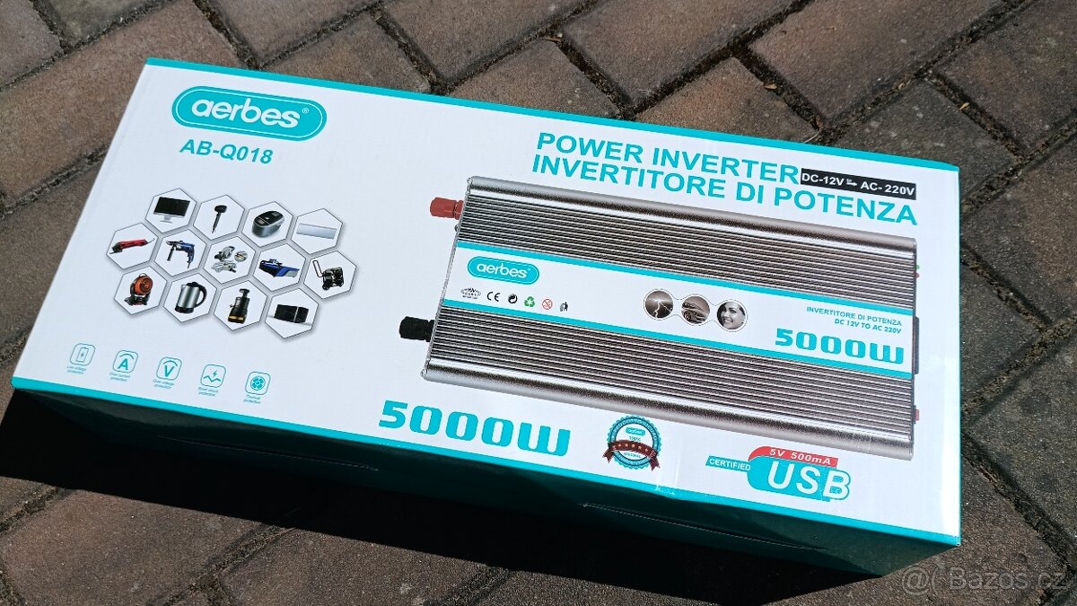 Měnič 12V - 230V , 5000W - NOVÝ