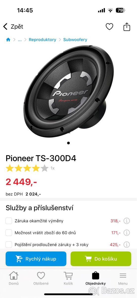 Subwoofer se zesilovačem