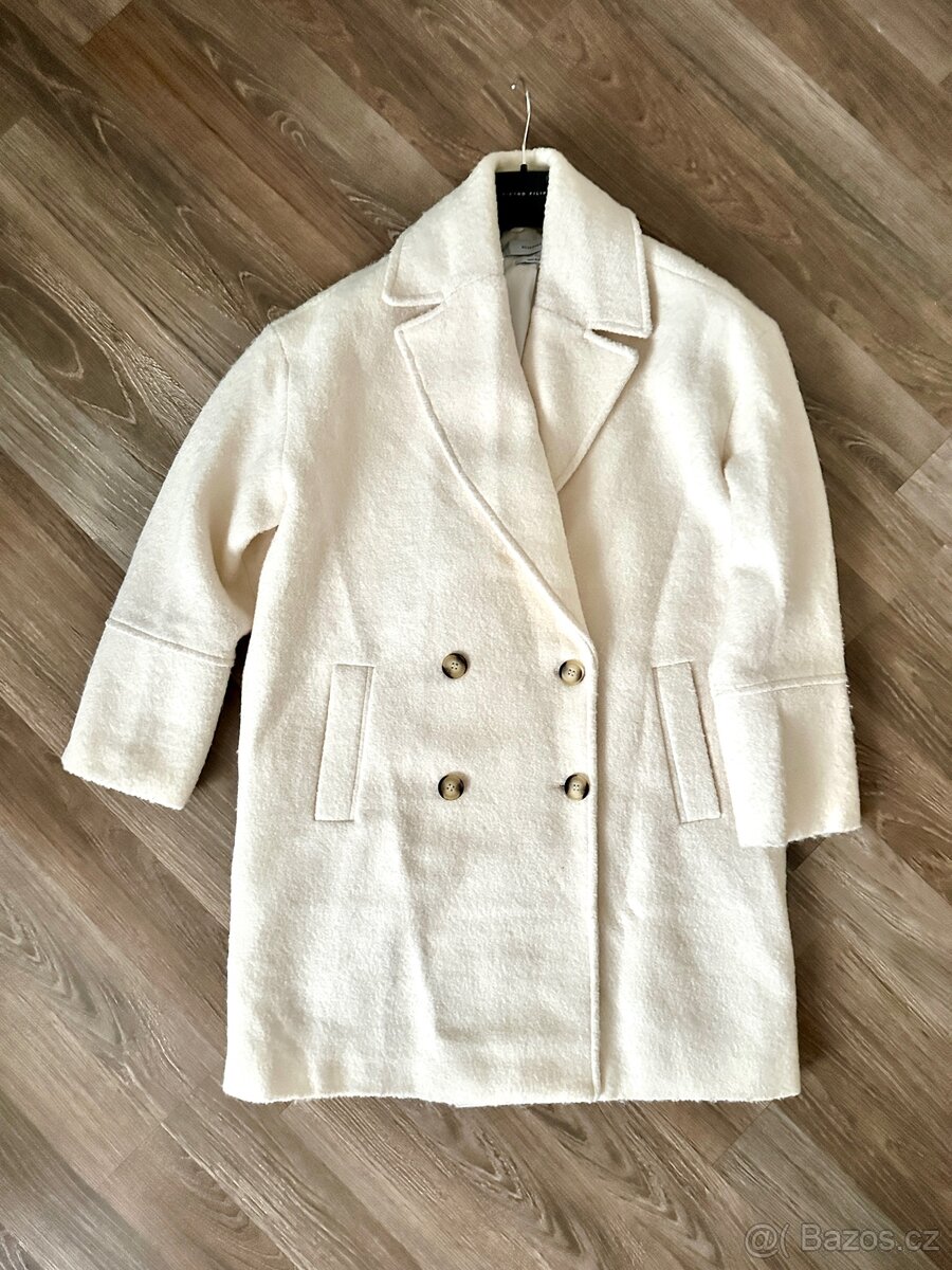 Krémový vlneny zimni kabat Reserved vel L