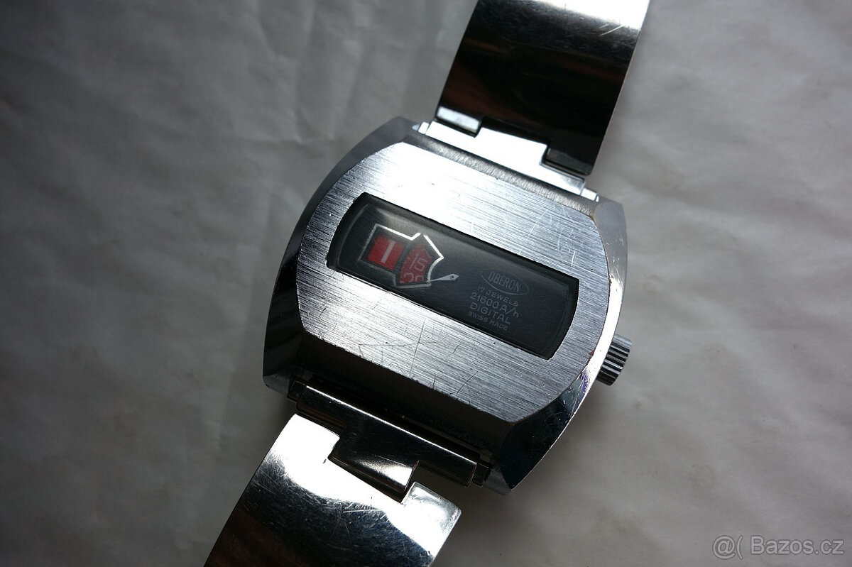 Staré. zajímavé mechanické Swiss hodinky Oberon digitál