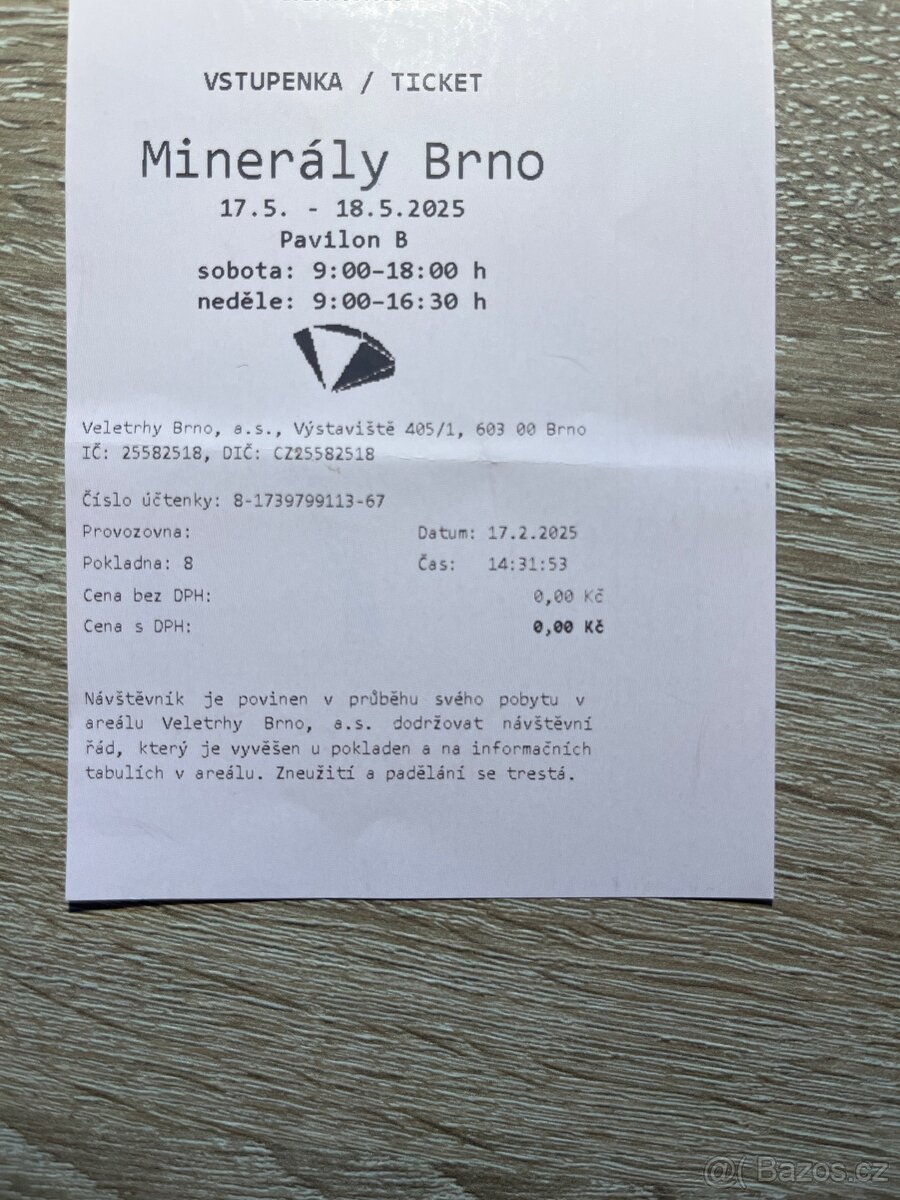 Lístky na Minerály Brno