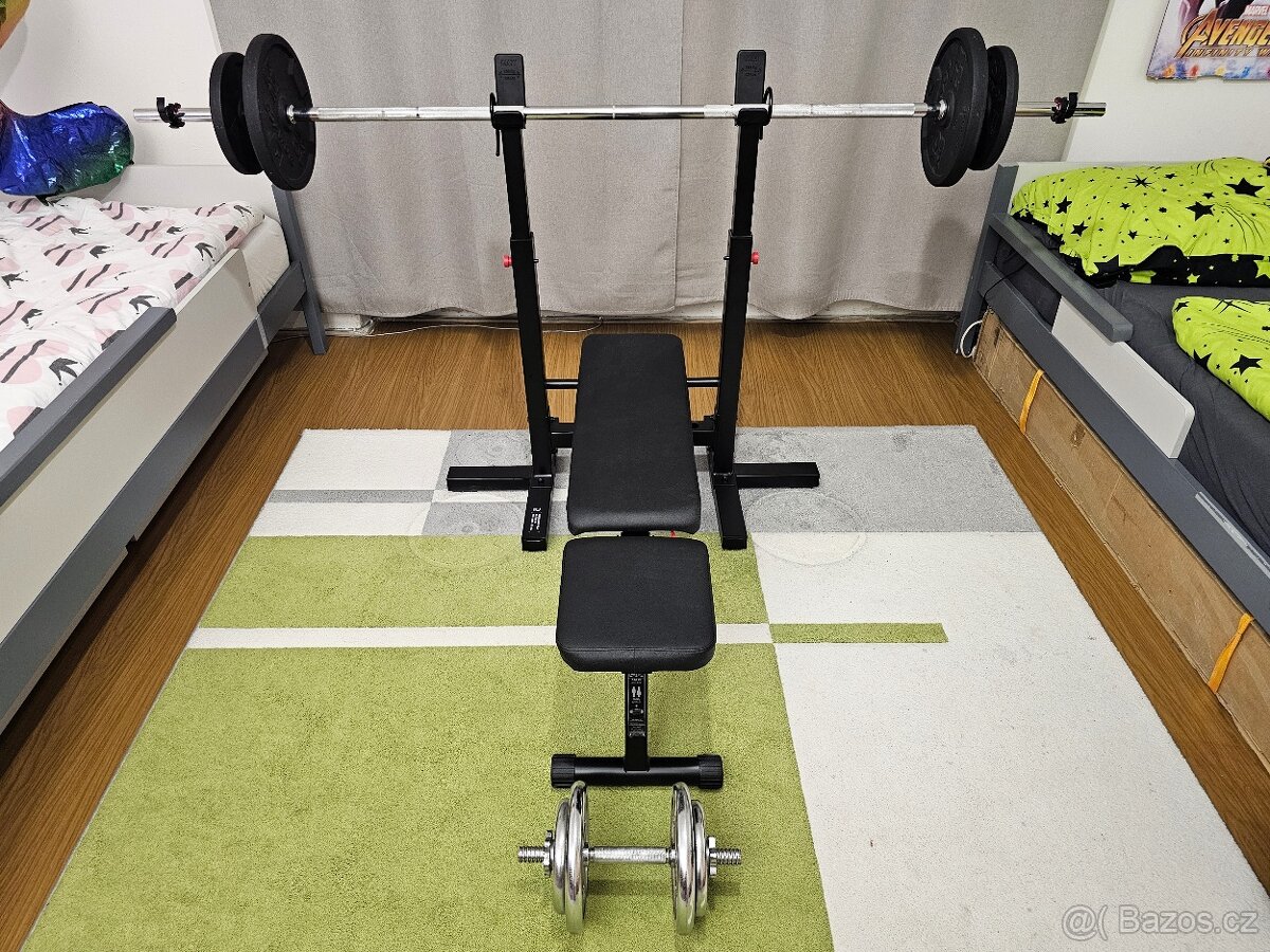 Posilovací lavice skládací včetně příslušenství