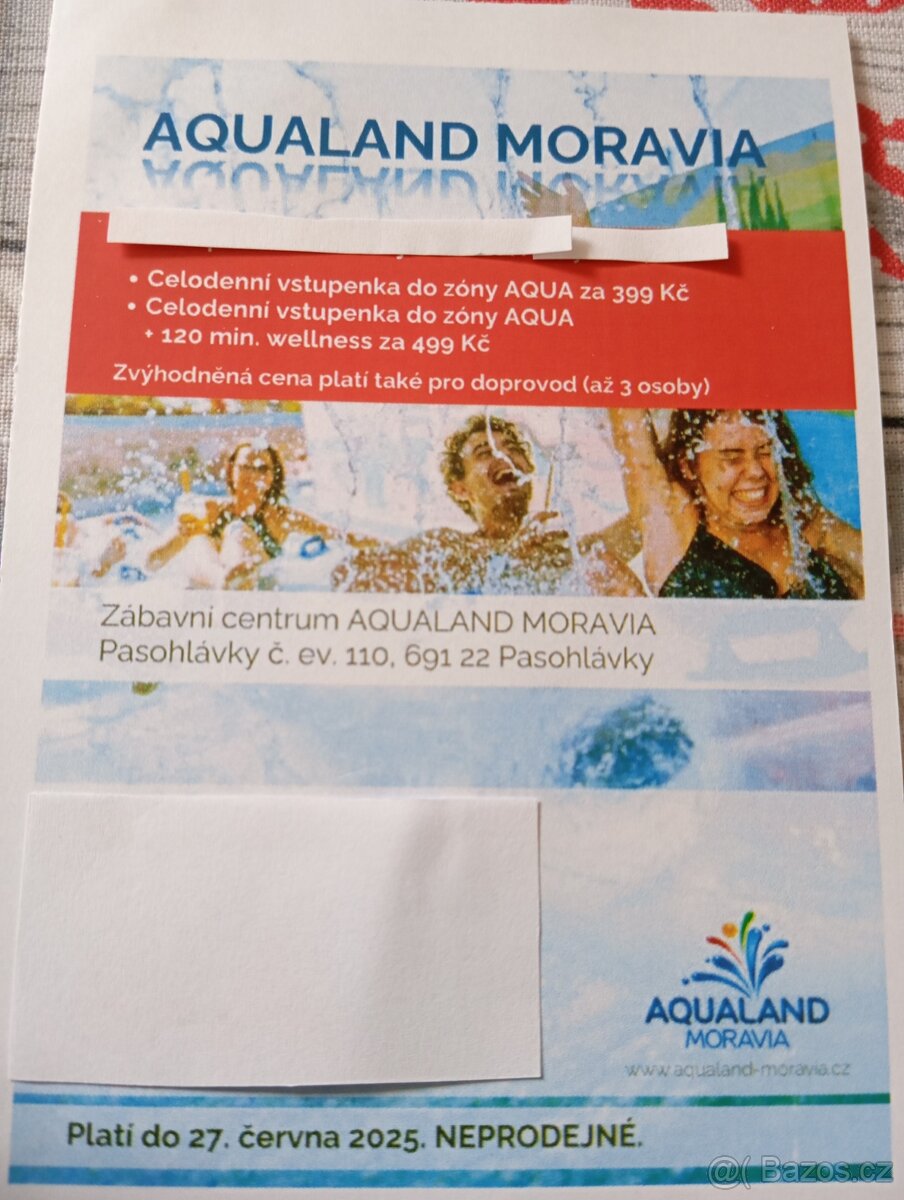 Celodenní vstupenka Aqualand Moravia