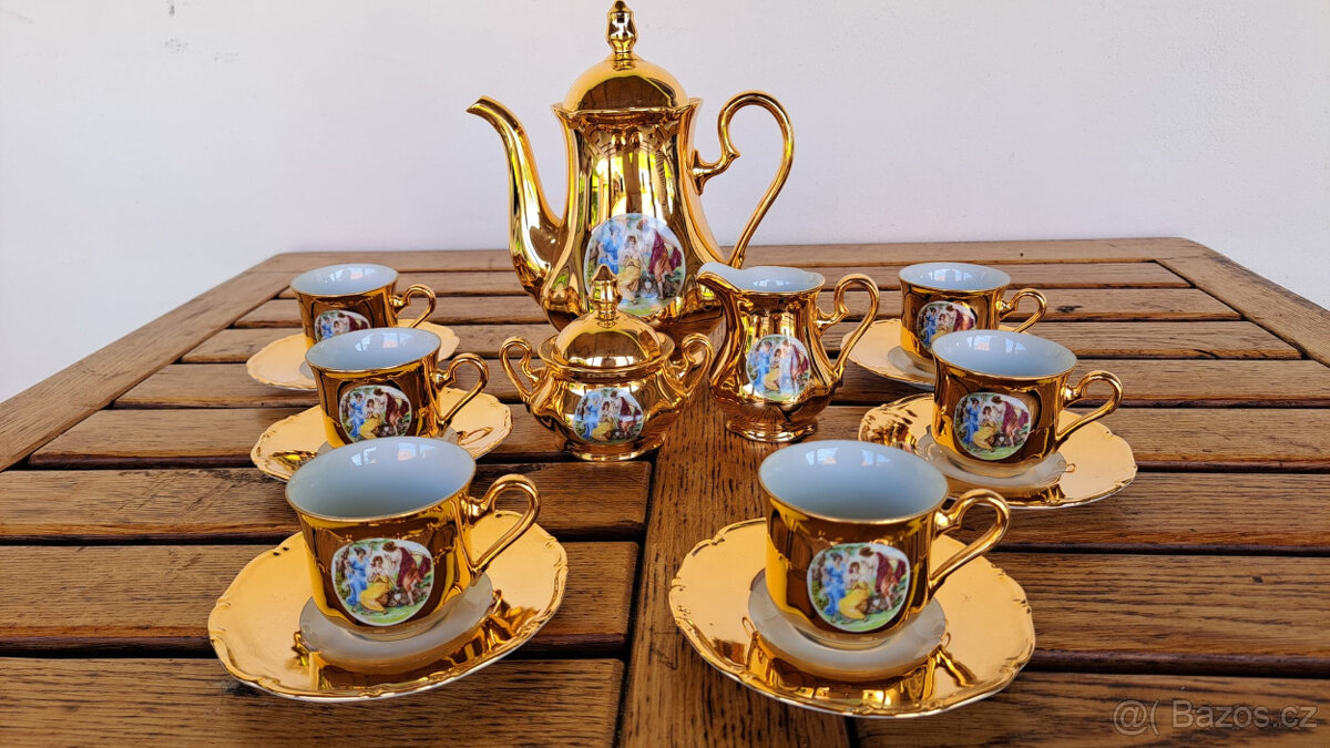 Zlatá porcelánová sada, motiv Tři Grácie