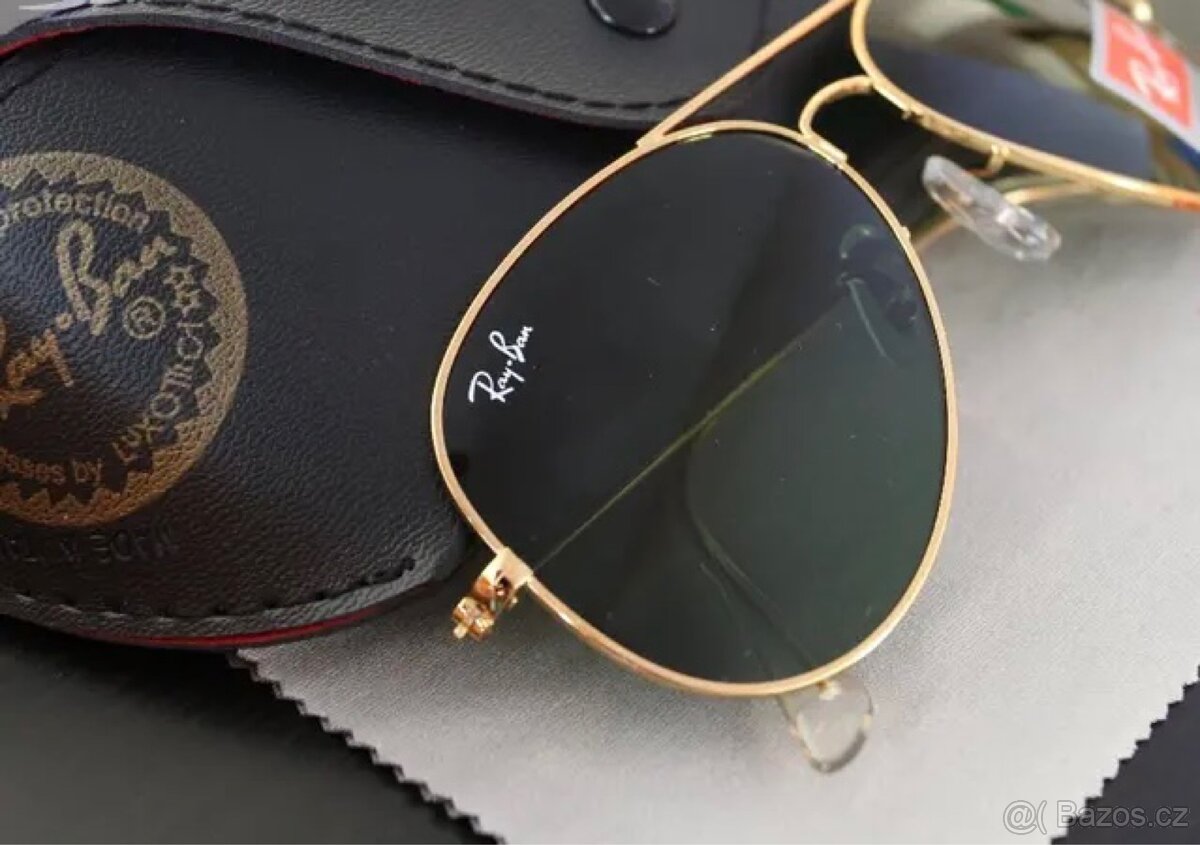 Ray Ban Aviator 3025 Zlaté obroučky / Zelená skla