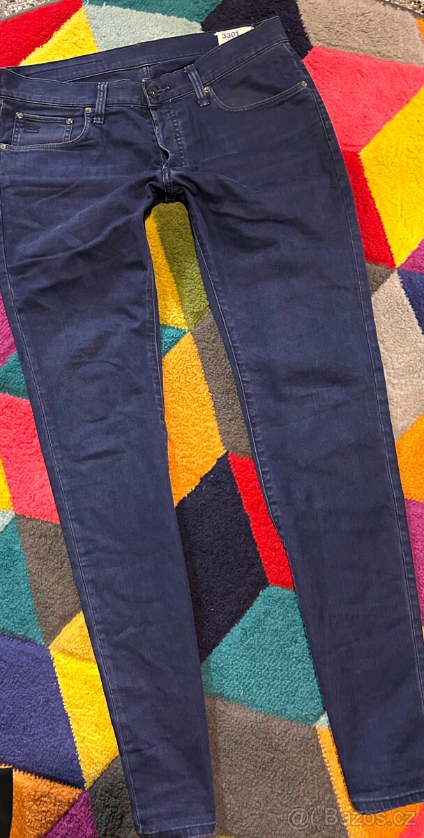 G-STAR W32 L 34 PÁNSKÉ KRÁSNÉ JEANS-RIFLE -TMAVÝ DENIM