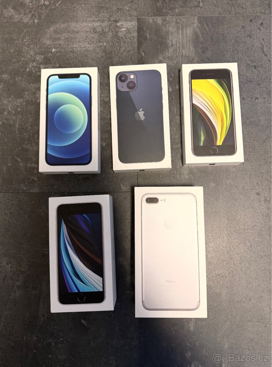 Originální krabičky Apple iPhone – 12, 13 mini, SE, 7 Plus