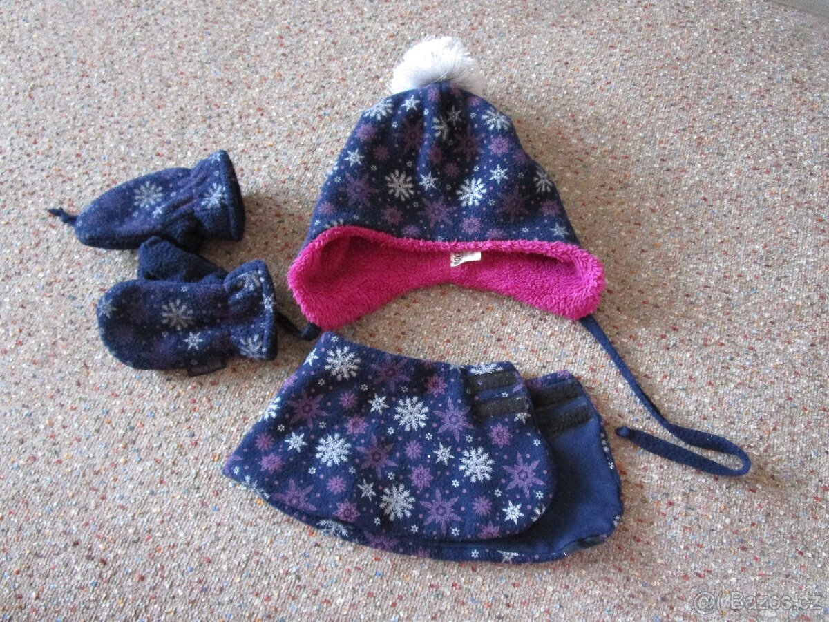 Dívčí zimní set - čepice, nárkčník a rukavice