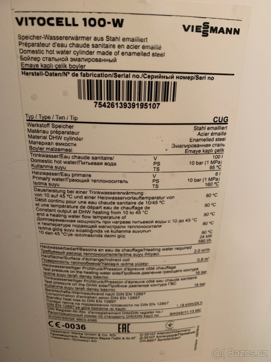 Plynový bojler Viessmann Vitocell 100-W