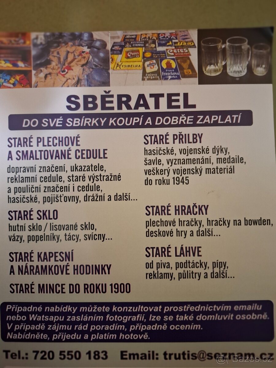 Koupím staré hračky ,vojenský materiál atd.