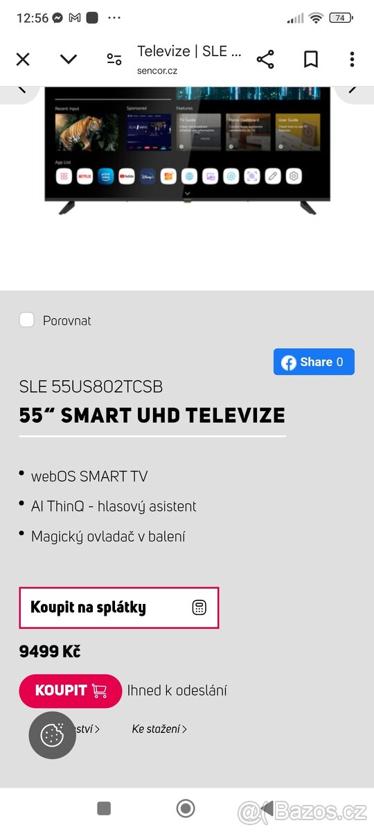 Prodám novou televizi Sencor