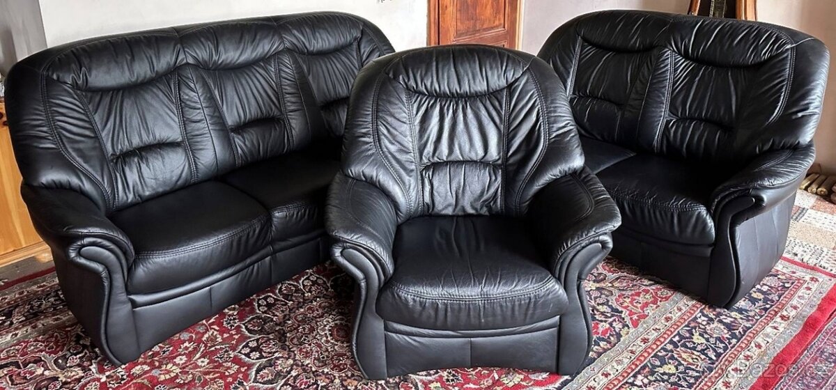 Luxusní kožená sedací souprava 3+2+1, 4382