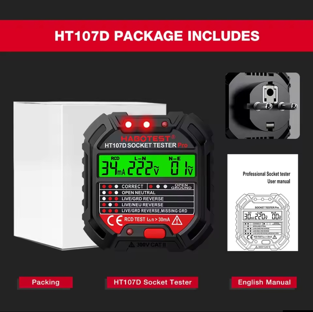 HABOTEST HT107 tester zásuvek. Nový