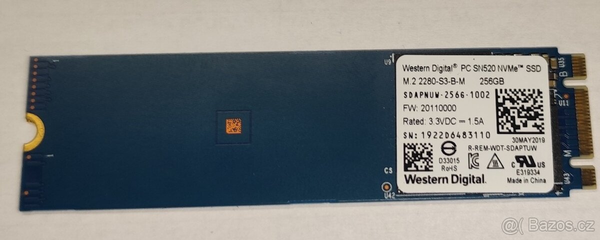 Prodám SSD disk WD PC SN520 256GB 2242