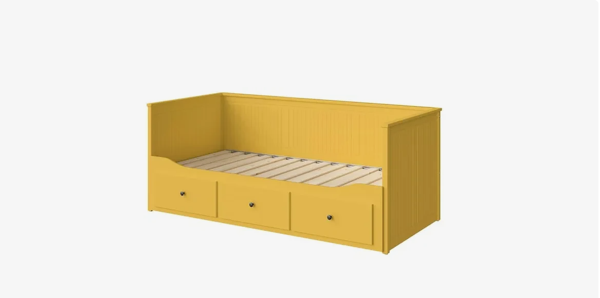 Rozkládací postel IKEA Hemnes - žlutá +  matrace