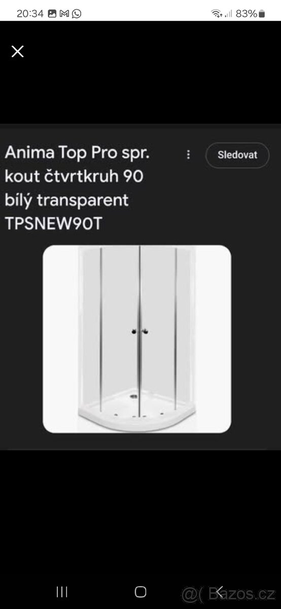 Skla z sprchoveho koutu SIKO TPSNEW90T, prihodim i vanicku