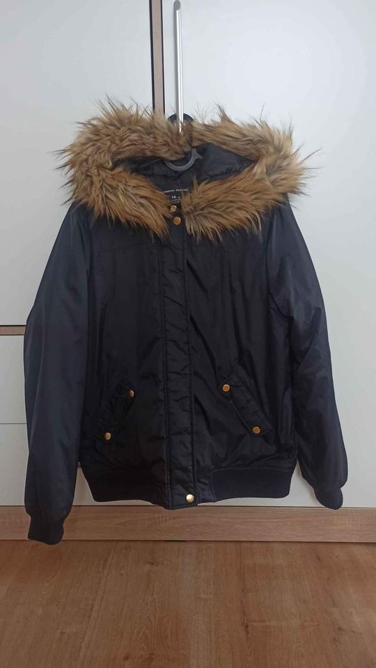 Černá teplá dámská bunda s kožíškem Dorothy Perkins 14 XL