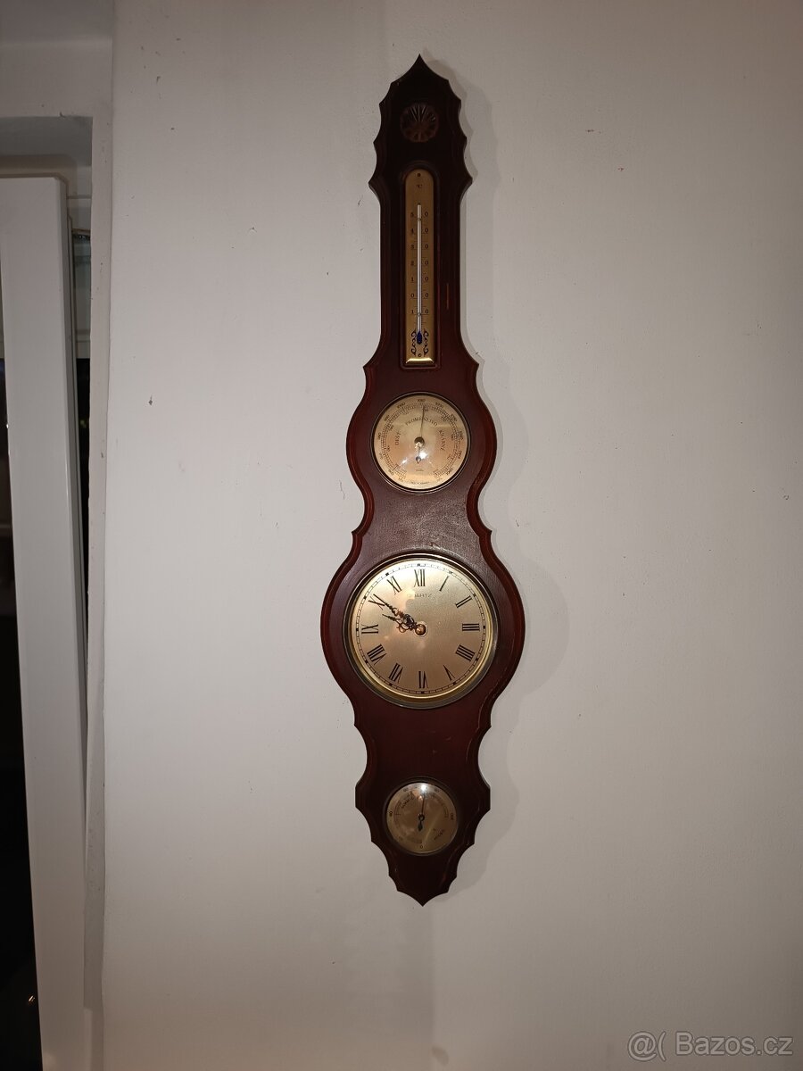 Kombinované nástěnné hodiny s barometrem – retro styl