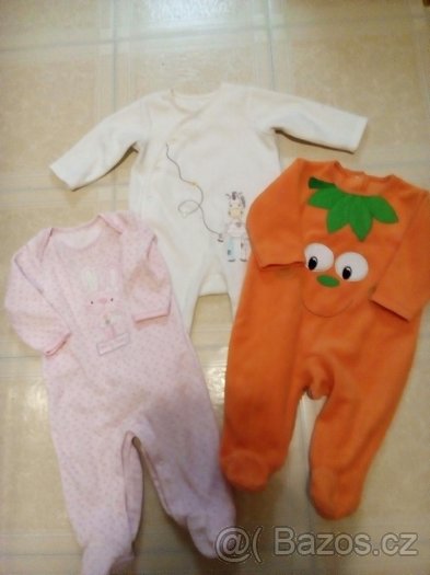 3x overalky teplejší na spaní, vel. 3-6 měs.