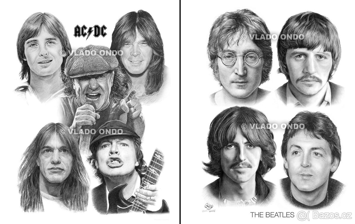 kreslený posterbook Kultové kapely - AC/DC, Queen.....