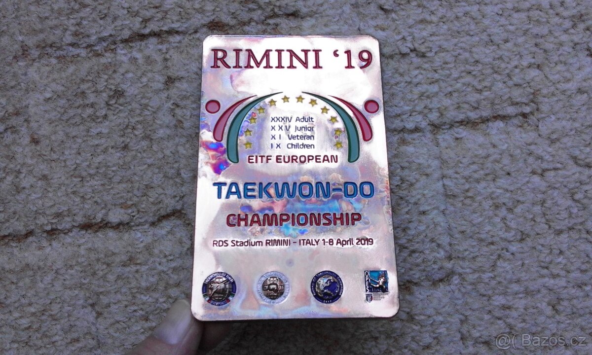 Plaketa měď EITF European 2019 Rimini (Teakwondo) POŠKOZENÁ