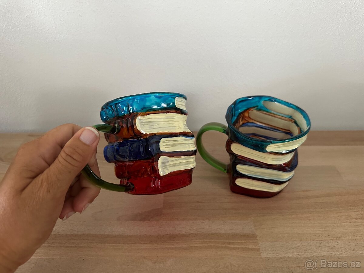 Hrnek, sklo ručně malované.