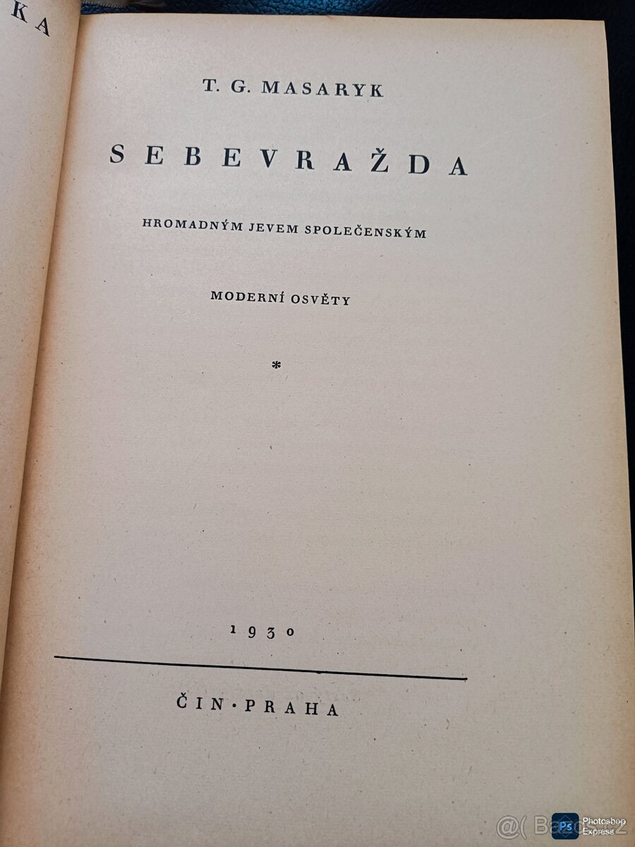 Kniha SEBEVRAŽDA HROMADNÝM JEVEM SPOLEČNOSTI rok 1930, cena