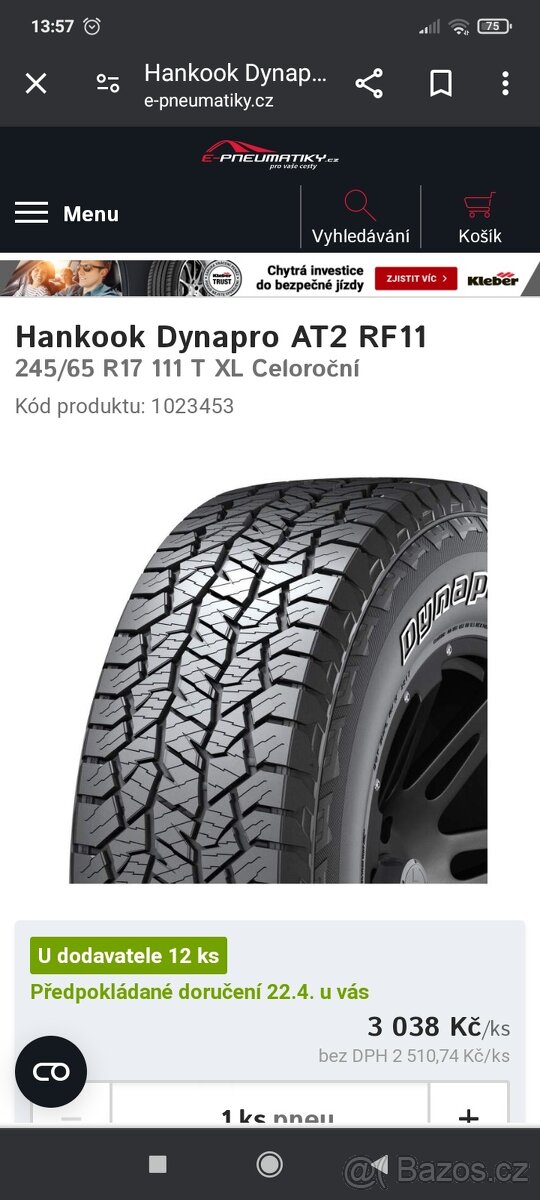 Celoroční pneu Hankook 245/65 r17