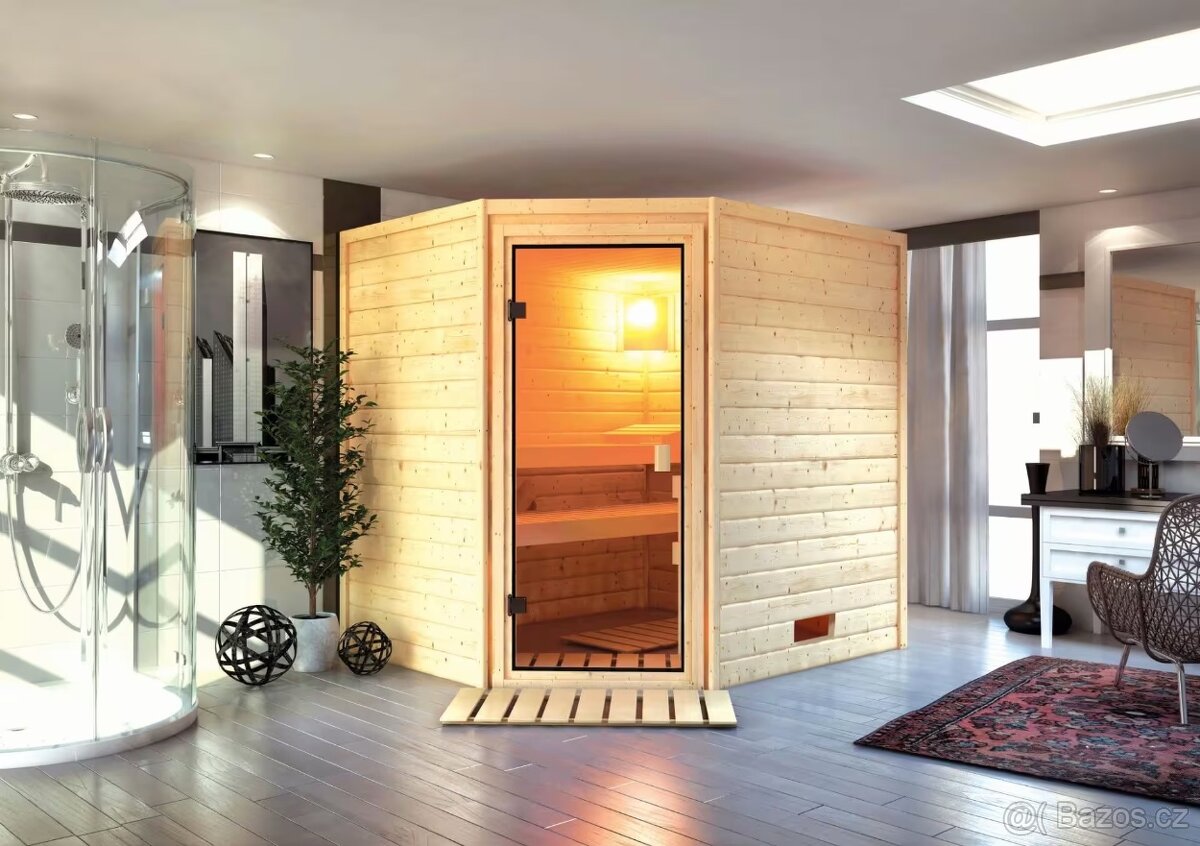 Finská sauna Karibu masiv 38mm+kamna