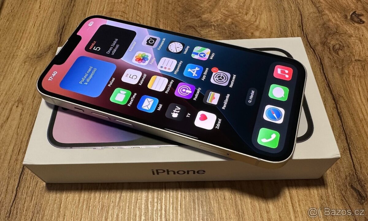 iPhone 14 bílý 128Gb, baterie 89%, záruka Alza 26/8/25, TOP
