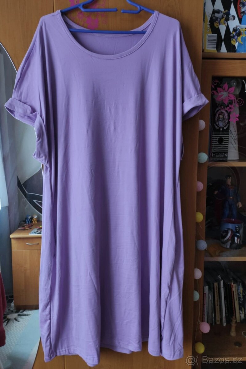 Nové dámské lila midi šaty, vel. XXL