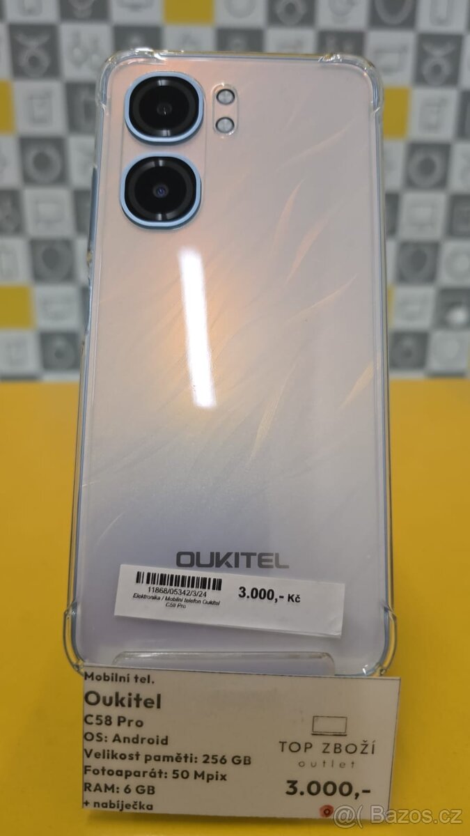 Oukitel C58 Pro, Nový, 2 roky záruka 6/256 GB