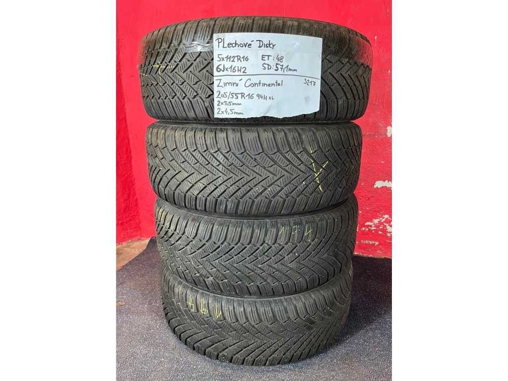 Plechové disky 5x112 R16 6Jx16H2 ET 48 s zimními pneu 205/55
