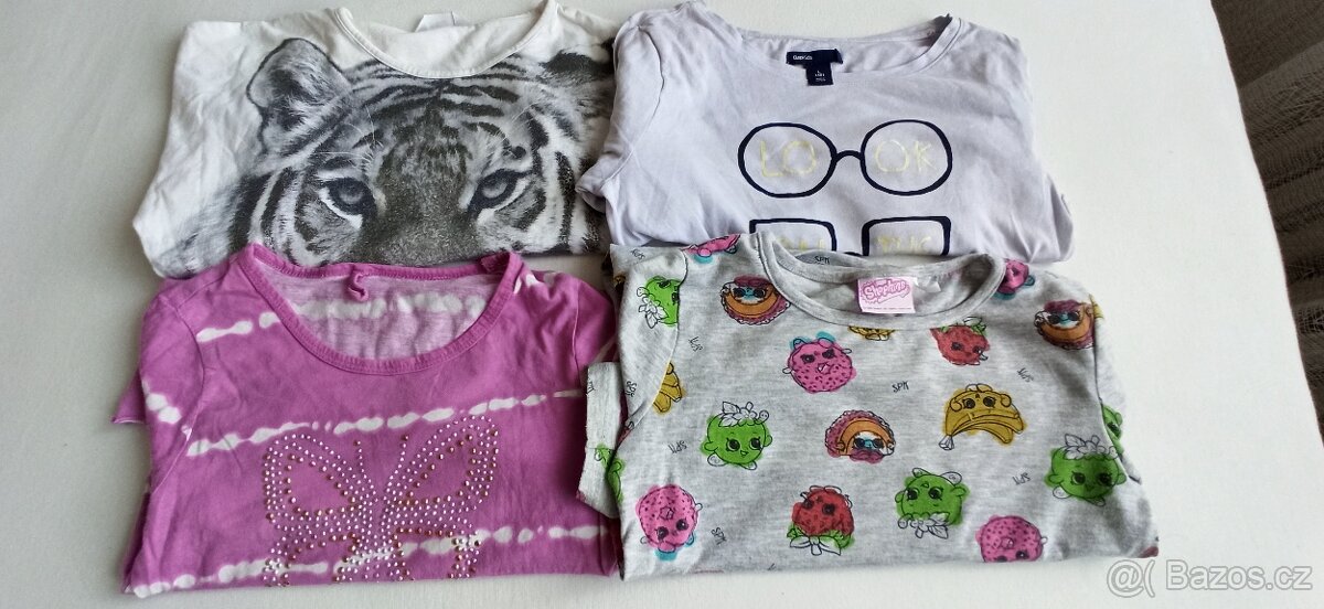 4 trička s dl. rukávem, vel. 134/140
