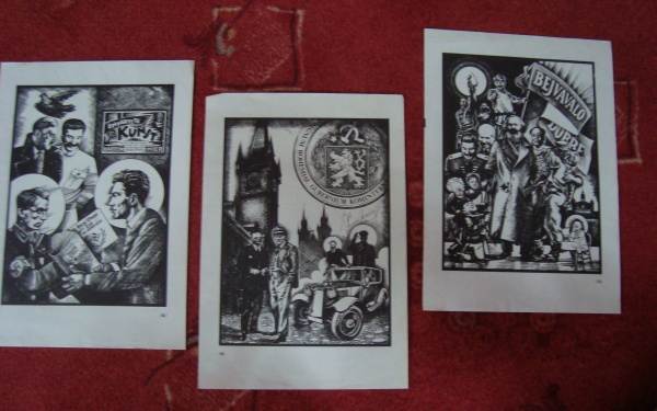 Sada karikatur - Hitler, Stalin, Fučík, Marx. Lenin, Engels