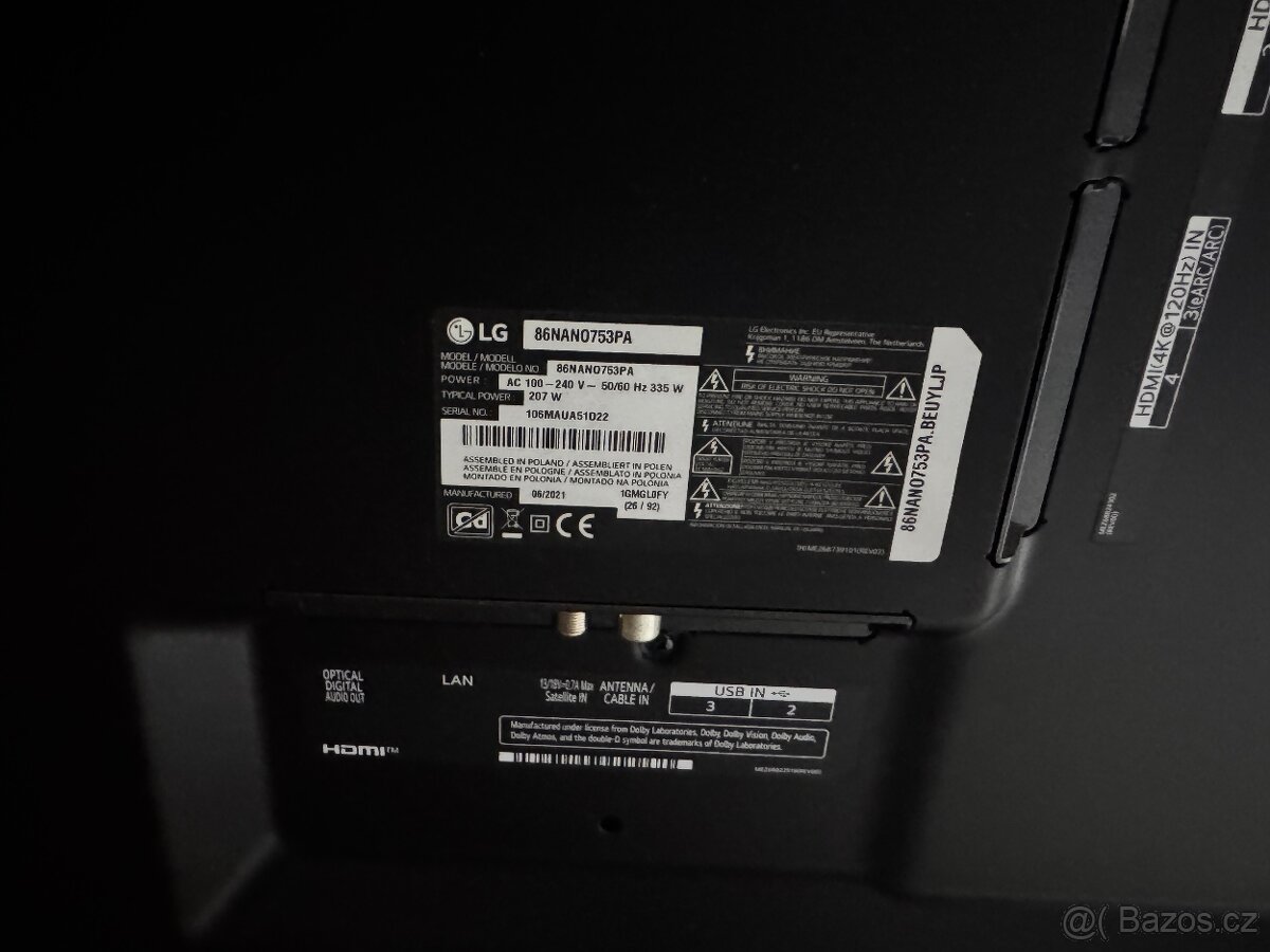 LG 86NANO753PA – prasklý displej, jinak plně funkční / na dí