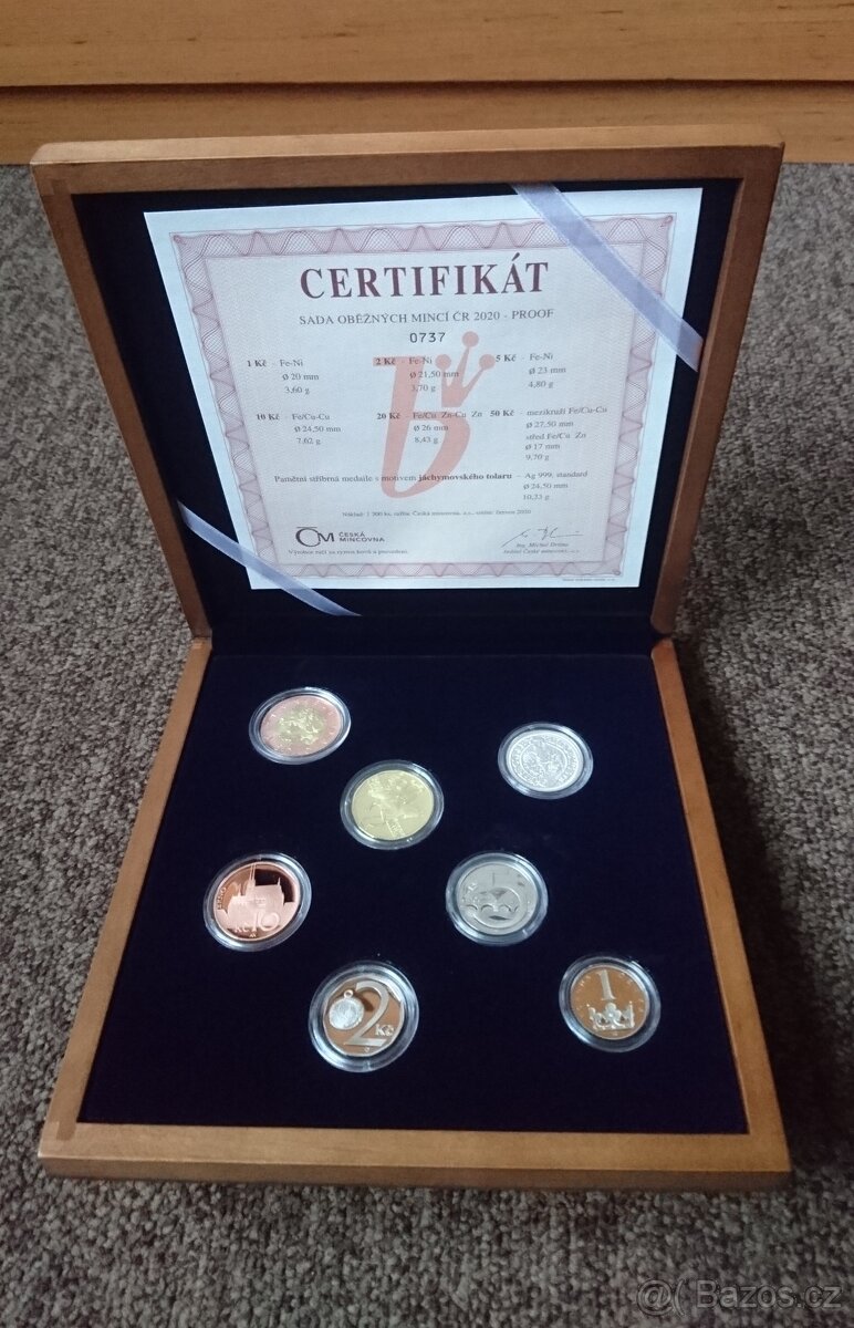 Sada mincí 2020 proof v luxusní dřevěné etui nová