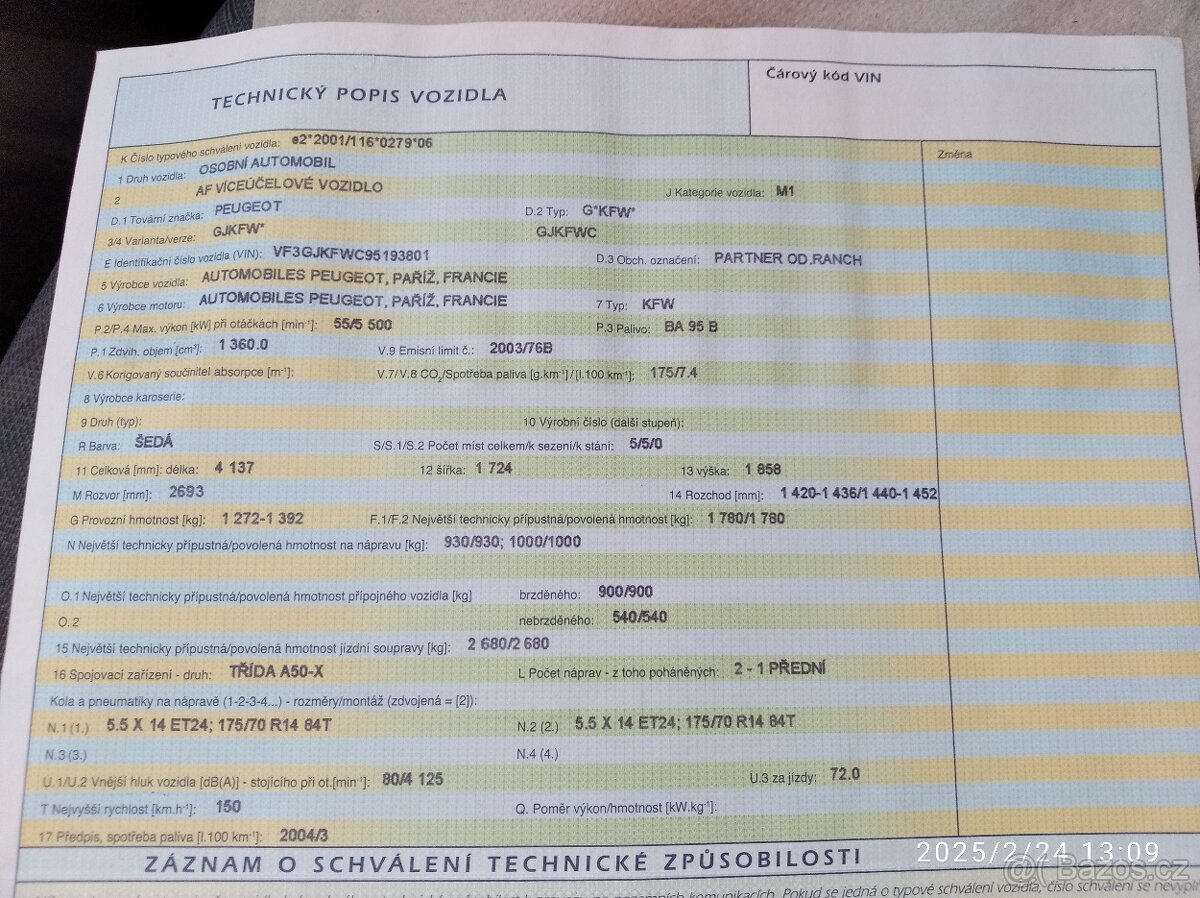 Peugeot partner díly