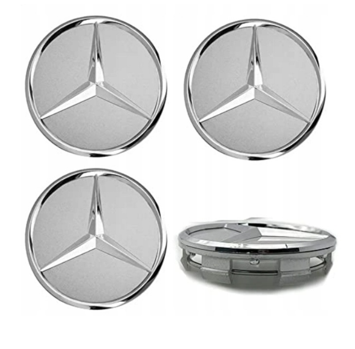 Středové pokličky Mercedes-Benz stříbrné, hvězda