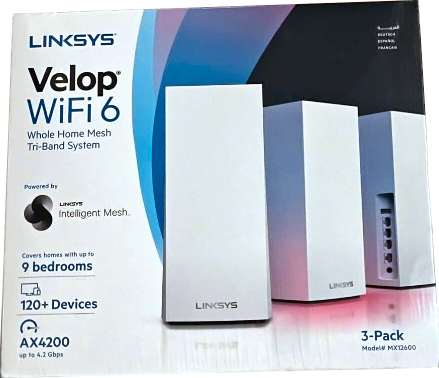 WiFi 6 router Linksys Velop MX12600 Mesh Giga USB set 3ks +