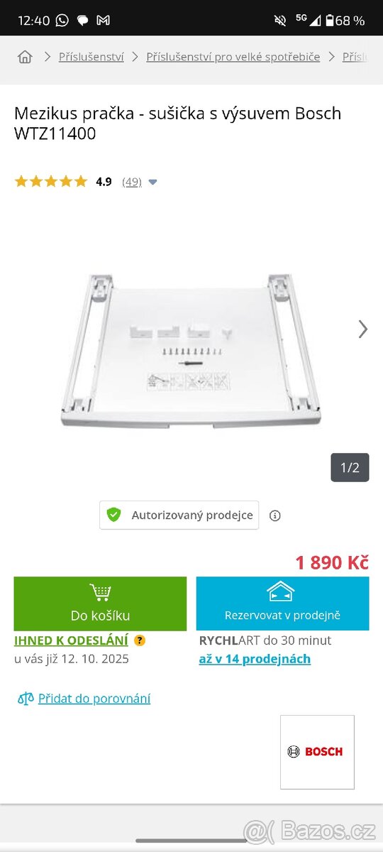 Výsuvný mezikus mezi pračku a sušičku Bosh