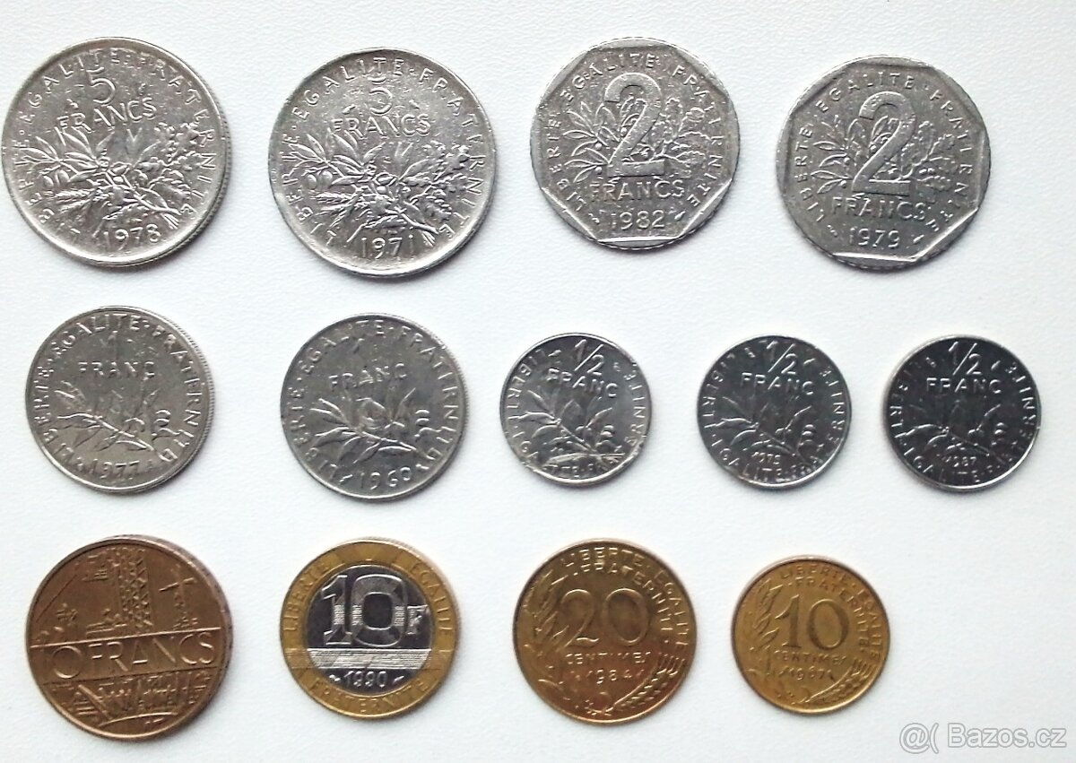 staré mince Francie -výborný stav -cena za vše