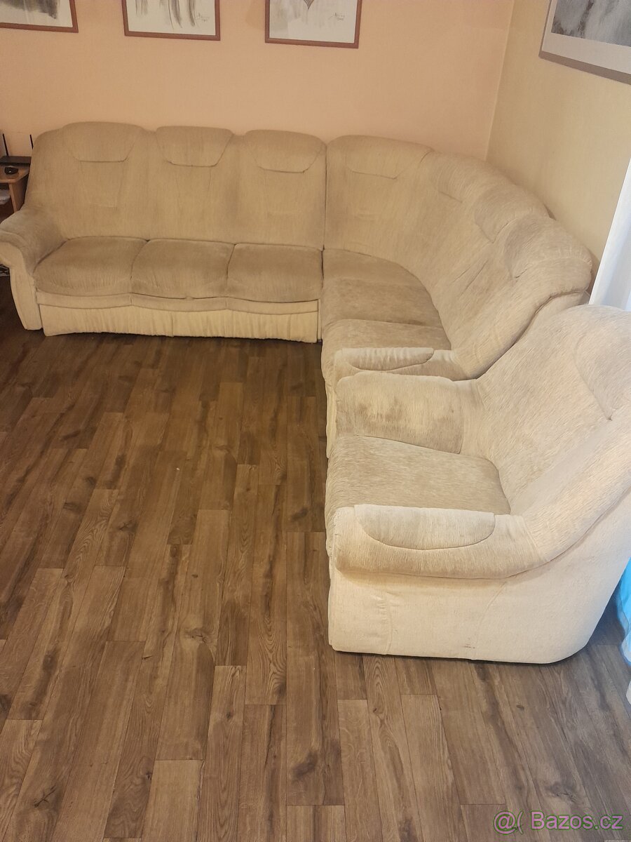 Rohová sedací souprava a křeslo