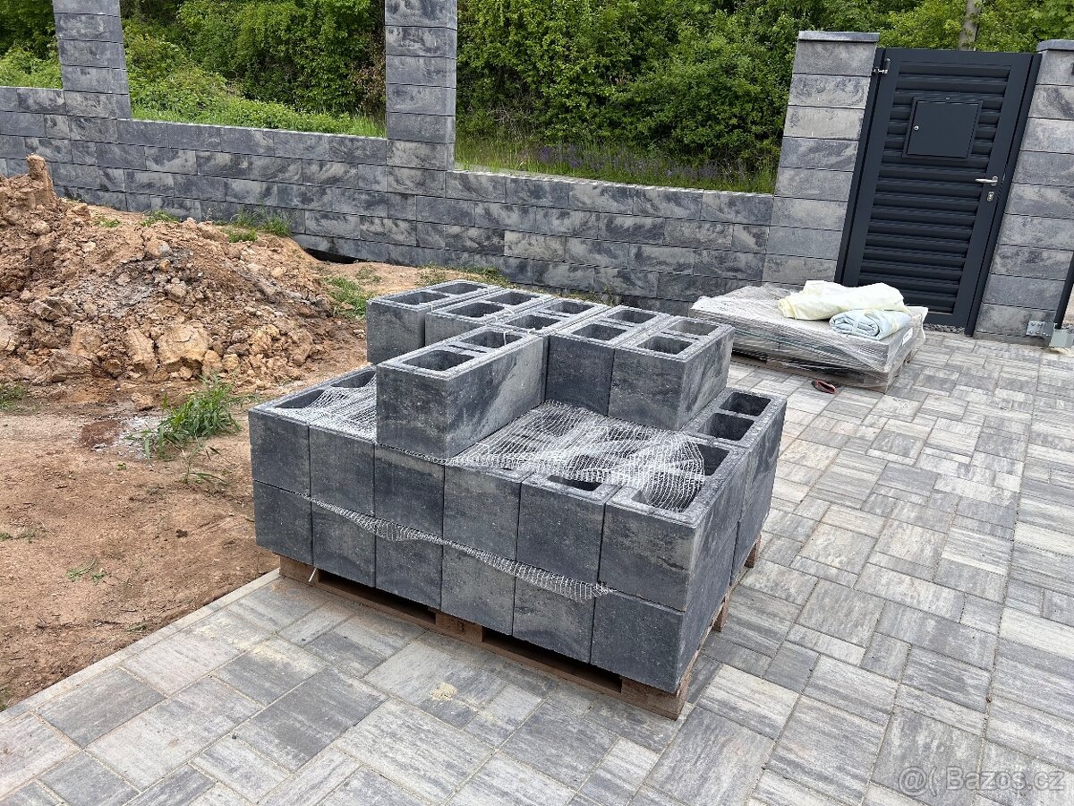 Betonový plot VISTA BLOCK 50x20x20 cm mix domino
