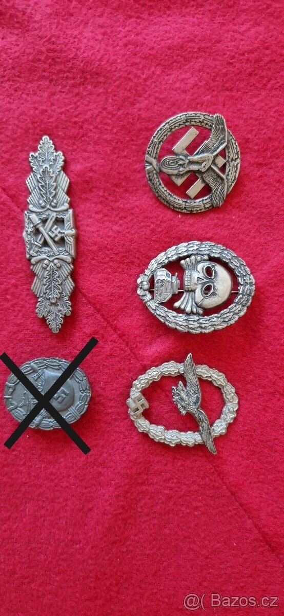 5x Bojový odznak Třetí říše. Wehrmacht, Luftwaffe, NSDAP, NS