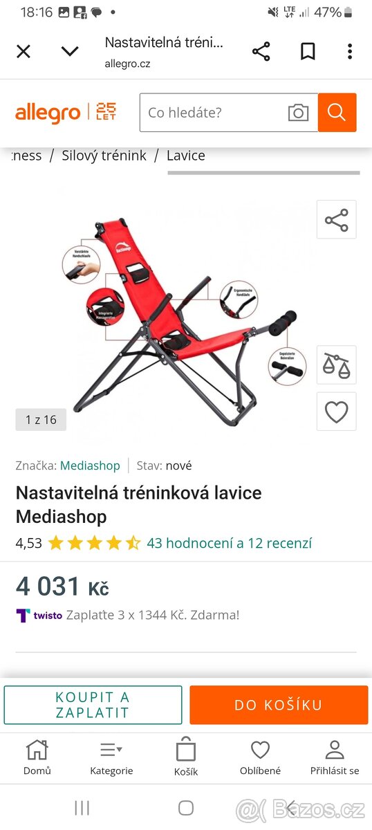 Backlounge na cvičení páteře. Nové Nepoužité
